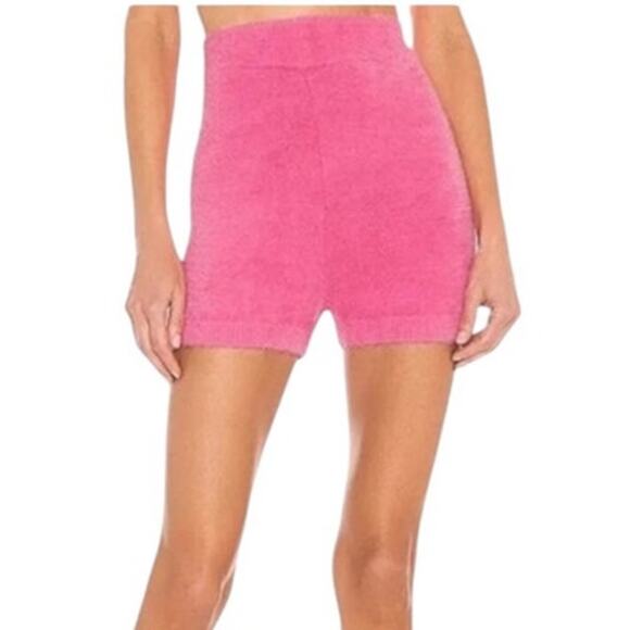 L Space Daydreamin Shorts Barbie Pink Fuzzy Elastic High Waist L Cozy Coquette - Picture 1 of 12